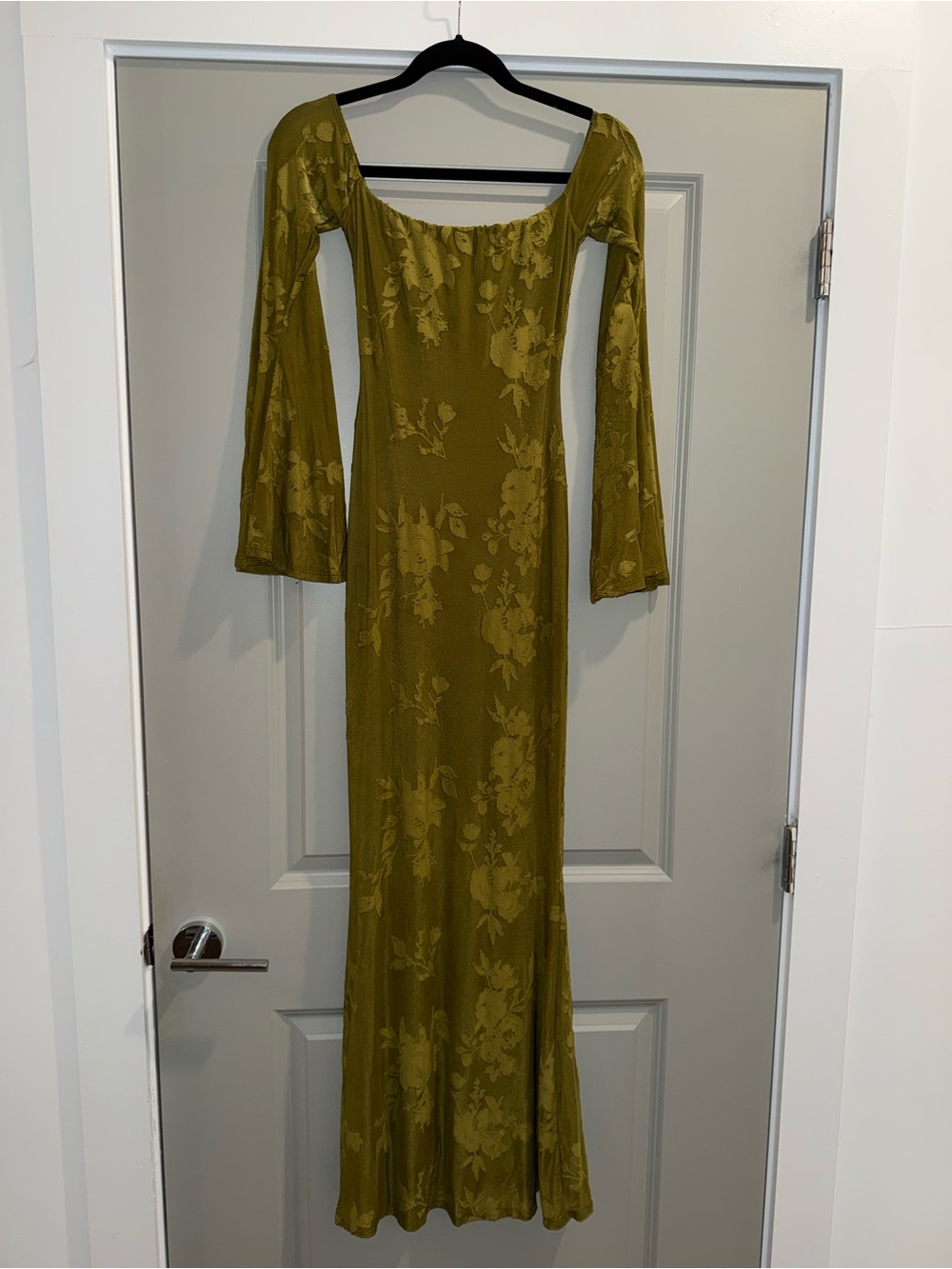 ASOS Olive Green Floral Scoop-Neck Maxi Dress